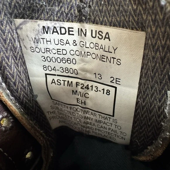 Thorogood 804-3800 Men's 8 Leather WP Moc Steel Safety‎ Toe Work Boot Sz 13 EE